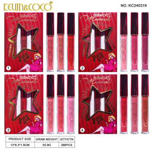 ست رژلب سه رنگ برند کوین و کوکو |3 color lip gloss set